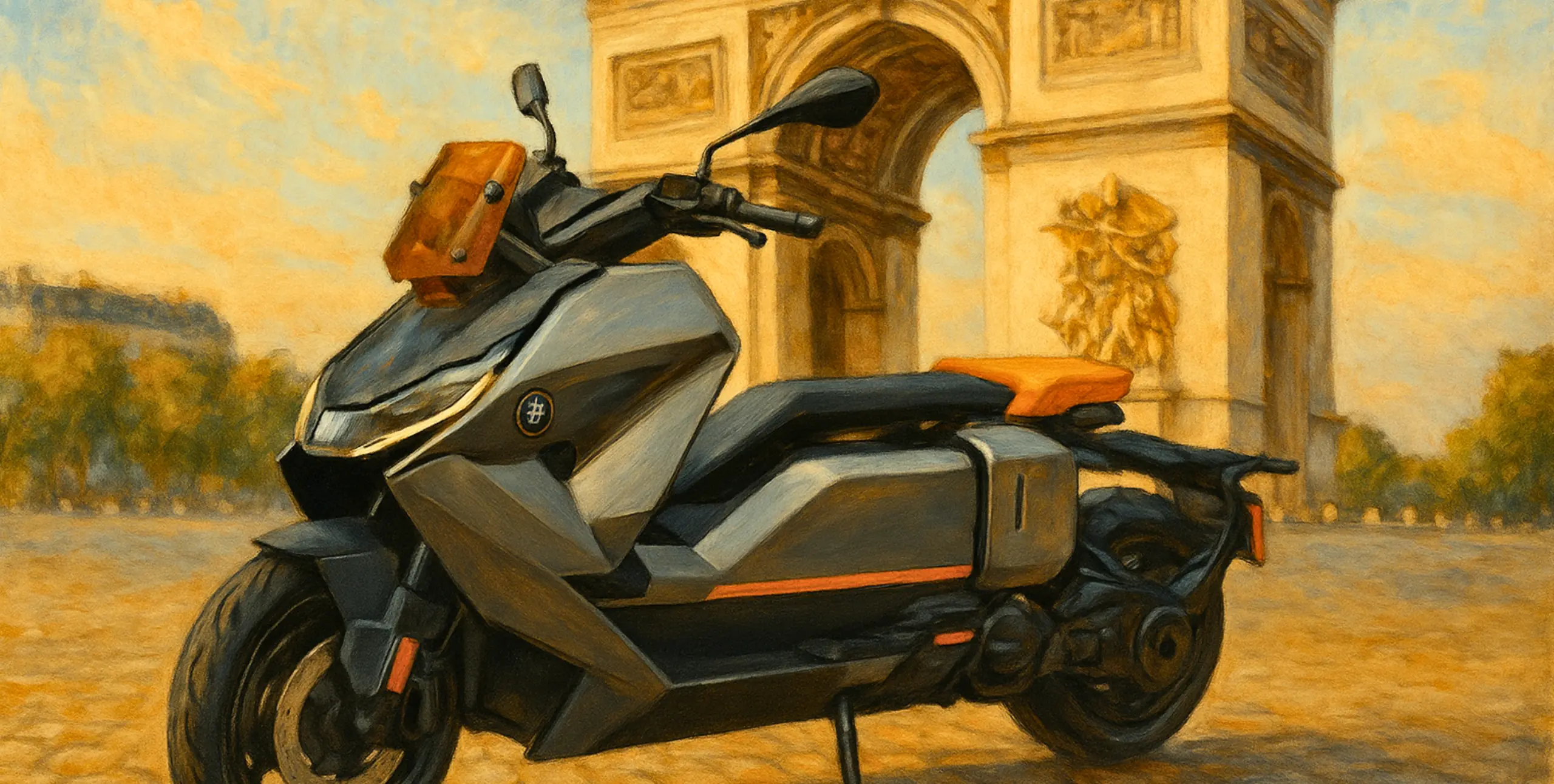 BMW CE 04 BMW CE 04 garé près de l'arc de triomphe