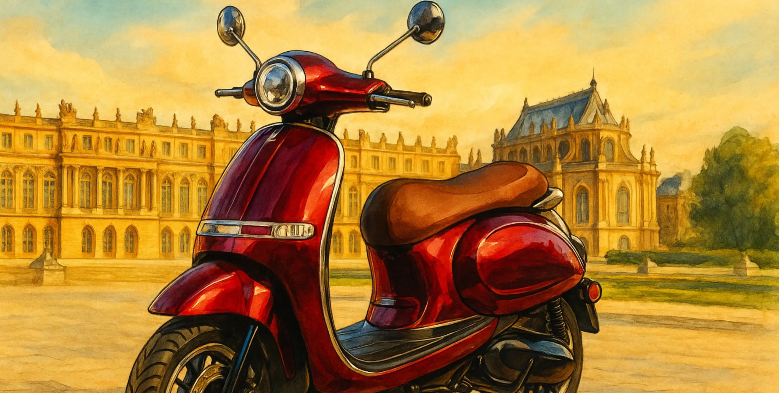 Frison T5000 rouge devant le chateau de Versailles