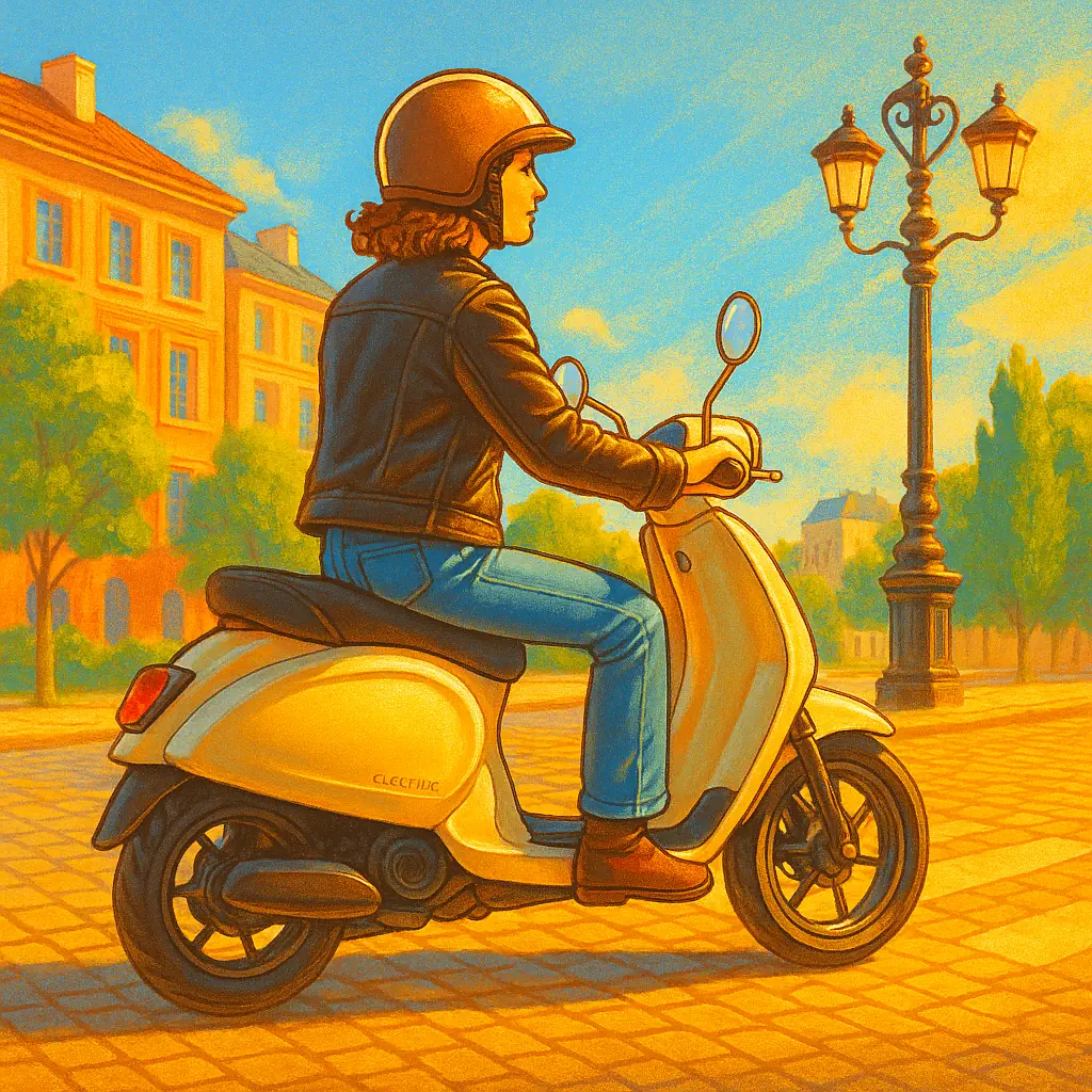 Un scooter électrique vintage dans Paris