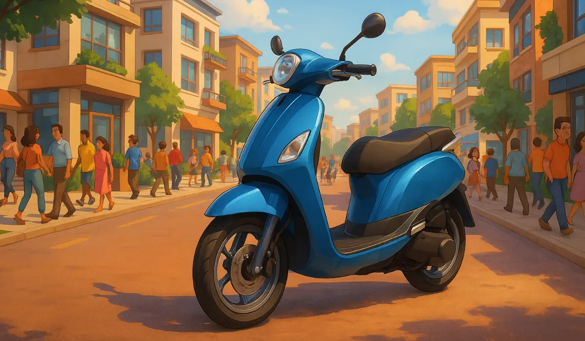 Un scooter électrique urbain garé dans une ville
